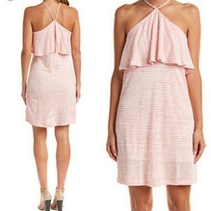 Splendid high-halter linen-blend striped mini dress NWT